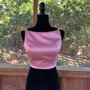 Sherri Hill Women's Peachy Pink Satin Crop Top Size 2